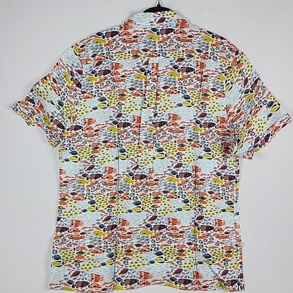 NWT Vilebrequin Short Sleeve Linen Button Shirt Charli Fish Print Sz XL $260 - Picture 7 of 8